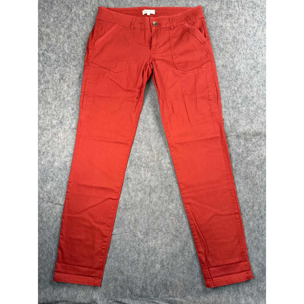 Jolt‎ Womens Rust Red Utility Slim Cargo Pants Size 11 Ribbed Waistband